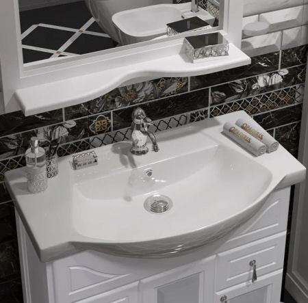 Мебель для ванной Opadiris Тибет 75 белая матовая/с художественным стеклом фото