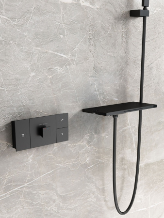 Душевая система скрытого монтажа с термостатом Vincea Futura VSFW-2F11TMB черная матовая фото