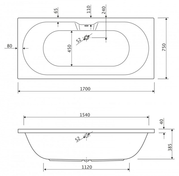 Акриловая ванна Cezares Calisto CALISTO-170-75-45 170x75 фото