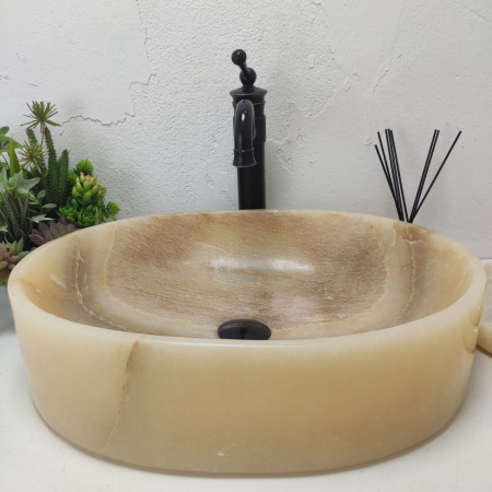Накладная раковина из оникса Oval Yellow OY-01587 (53*38*15) фото