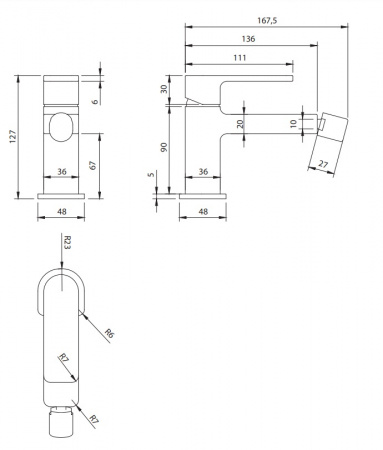 Cмеситель для биде Omnires Baretti BA7820BL черный фото
