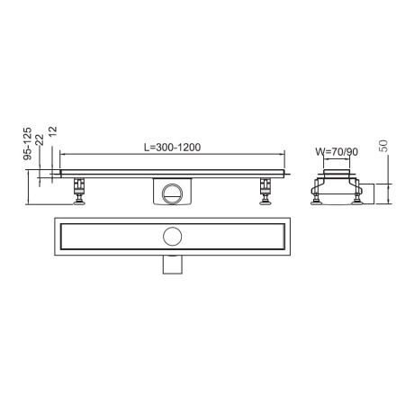Душевой лоток RGW Shower Panels SDR-01-E1 120 см, с решеткой и опорами фото