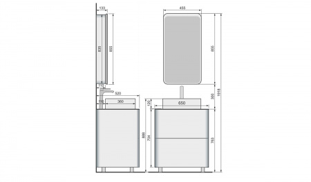 Тумба под раковину Raval Pure 65 Pur.01.65/N/W фото