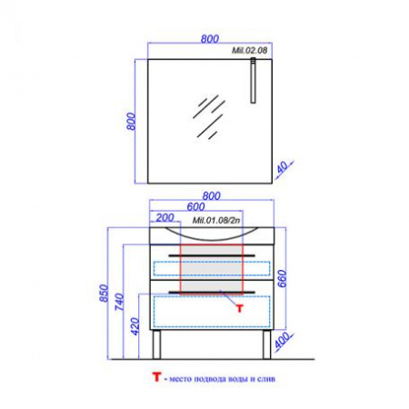 Тумба с раковиной Aqwella 5 Stars Milan 80 Mil.01.08/2n/W фото