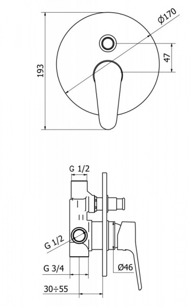 Смеситель для ванны и душа Cezares Peonia PEONIA-VDIM-01 фото