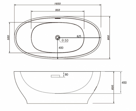 Ванна акриловая Abber AB9207 165x80 фото