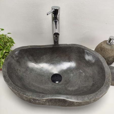 Накладная раковина из речного камня RS0904 (55*38*15) фото