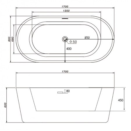 Ванна акриловая Abber AB9209 170x80 фото