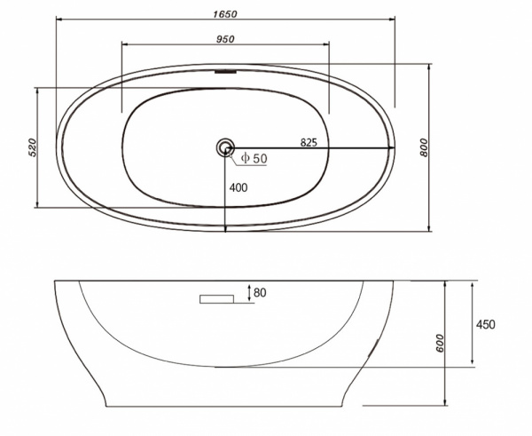 Ванна акриловая Abber AB9207 165x80 фото