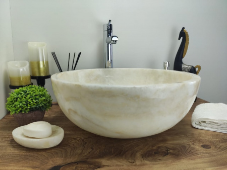 Накладная раковина из оникса Indo Bowl white Medium TinLip BO-00510 фото