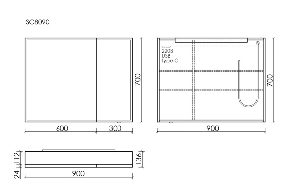 Зеркало-шкаф с подсветкой Sancos Evoke SC8090 90x70 фото