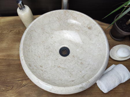 Раковина из мрамора Indo Donut Cream Allur Medium DM-00155 фото