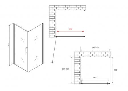 Душевой уголок ABBER Sonnenstrand AG04070M-S85M 70x85 фото