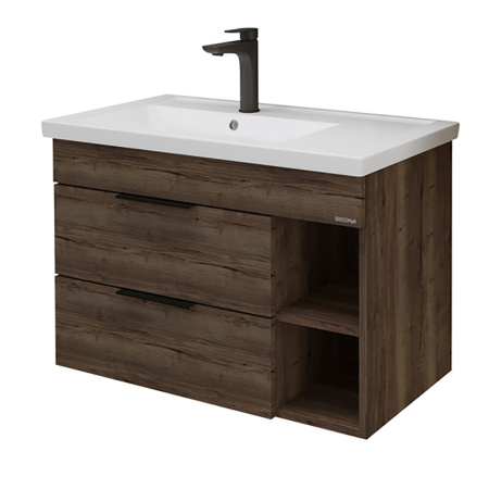 Тумба под раковину Grossman Форта 80 1080042 темный дуб галифакс фото