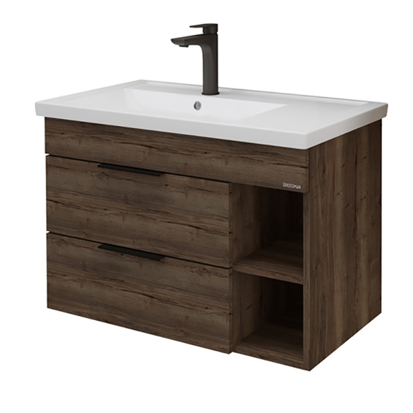 Тумба под раковину Grossman Форта 80 1080042 темный дуб галифакс фото