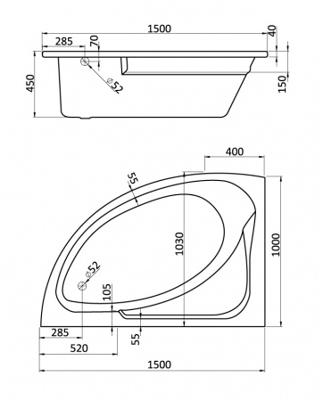 Акриловая ванна Santek Гоа 1.WH112033 150х100 L фото