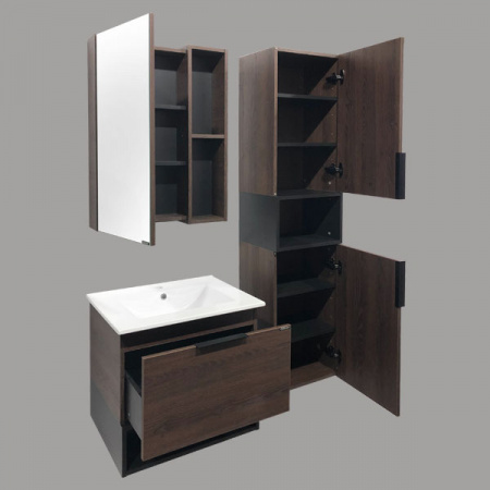 Зеркало-шкаф Comforty Франкфурт-60 дуб шоколадно-коричневый фото