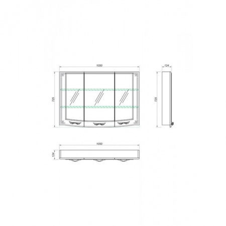 Зеркало-шкаф Kaksa Классик-Д 004280 105 см бежевый с золотом фото