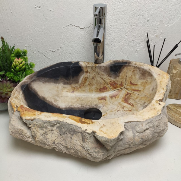 Накладная раковина из окаменелого дерева Fossil Basin OD-01304 (55*38*15) фото
