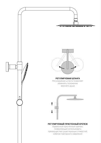 Душевая система (стойка) Vincea Desire VSFS-1D1MB черная матовая фото