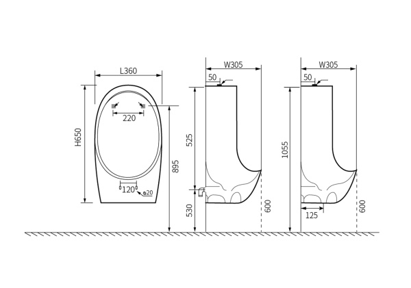 Писсуар с внешним подключением воды SantiLine SL-6010 фото