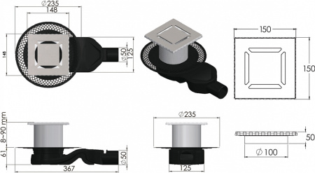 Душевой трап Berges Wasserhaus Platz Norma 090159 15x15 см фото