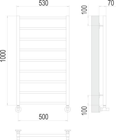 Водяной полотенцесушитель Контур П9 500х1000 Terminus 4670078529688 фото