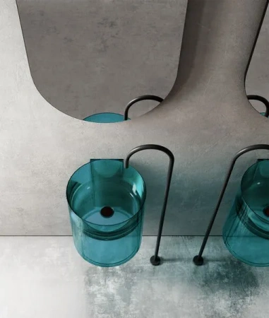 Раковина моноблок подвесная Abber Kristall  AT2704Aquamarin 42x42 фото