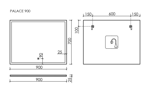 Зеркало с подсветкой Sancos Palace PA900 90x70 фото