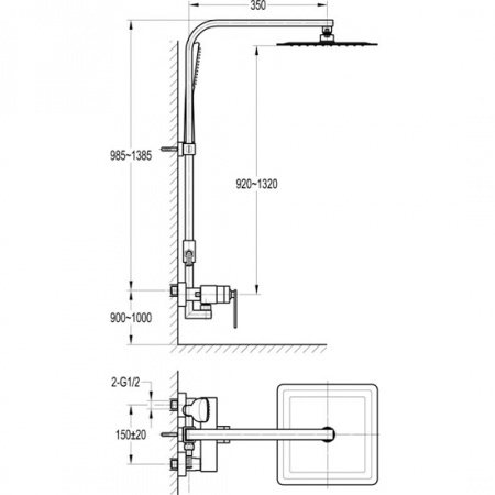 Душевая система (стойка) Cezares City CITY-CD-01 фото