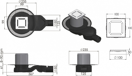 Душевой трап Berges Wasserhaus Platz Norma 090158 10x10 см фото