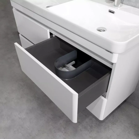 Тумба с двойной раковиной Comforty Енисей-120 00-00022406CF белый глянец фото