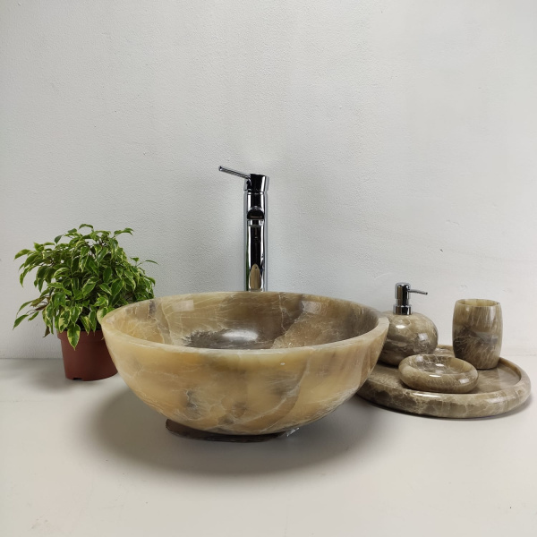 Накладная раковина из оникса Bowl Grey Premium Small TinLip BO-01033 (40*40*15) фото