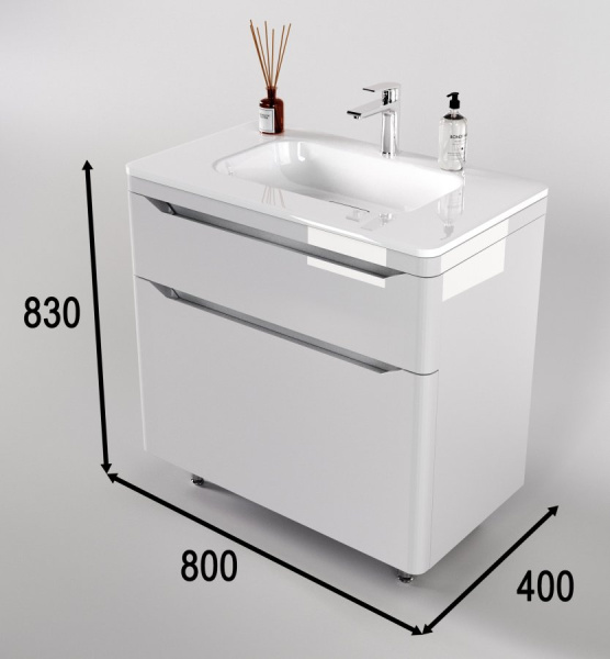 Тумба под раковину Style Line Марелла 80 Люкс Plus СС-00002402 белый глянец антискрейтч фото