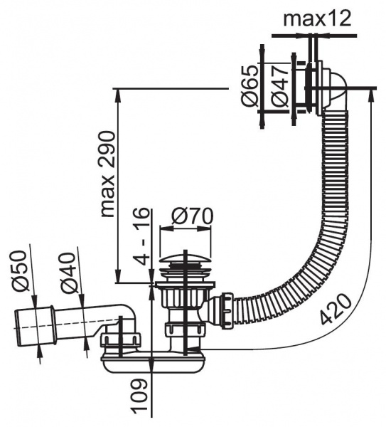 Сифон Ravak с переливом для поддонов Sabina X01315 фото