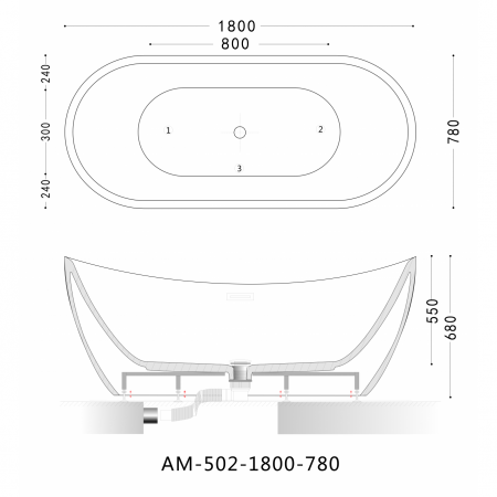 Ванна акриловая Art&Max Rimini AM-502-1800-780 180х78 фото
