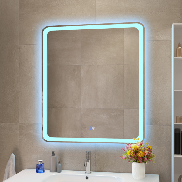 Зеркало с контурной разноцветной подсветкой RGB и сенсорным выключателем Cezares Multicolore CZR-SPC-MC-700-800-RGB-TCH 70x80 фото