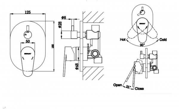Смеситель для ванны и душа Bravat Eler FB848238CP-2-RUS фото