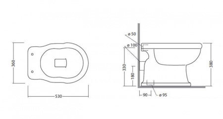 Унитаз приставной Tiffany World Bristol TWBR01bi выпуск в пол фото