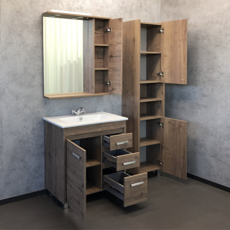 Тумба Comforty Марио-75 дуб темный с раковиной Quadro 75 фото