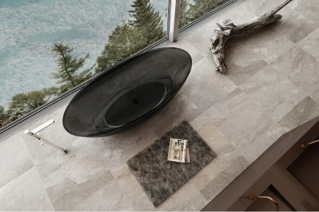 Ванна из полиэфирной смолы Abber Kristall AT9702Onyx 185x80 черная фото