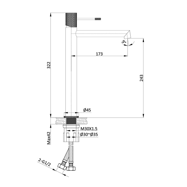 Высокий смеситель для раковины Vincea Desire VBF-1D2CH хром фото