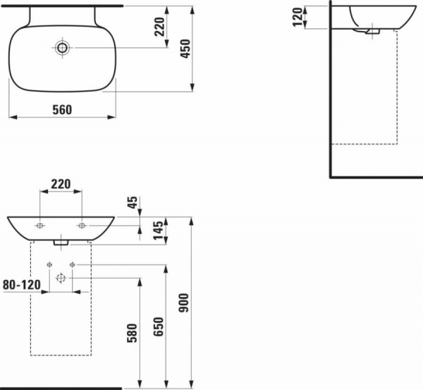 Накладная раковина Laufen Ino 8.1030.2.000.109.1 56х45 фото