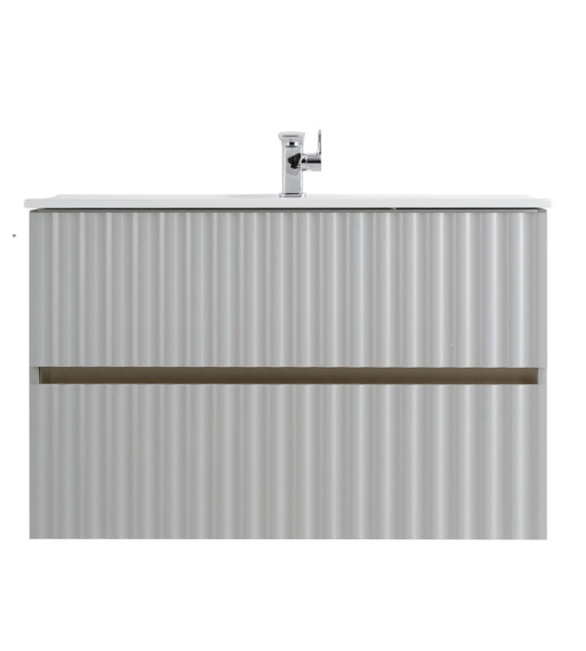 Тумба с раковиной Art&Max Elegant AM-ELEGANT-900-2C-SO-GCM-LED светло-серая матовая / с подсветкой фото