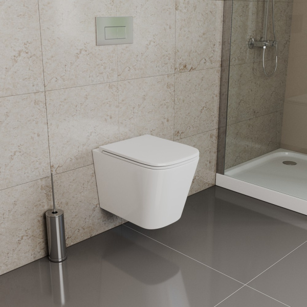 Безободковый подвесной унитаз D&K Quadro DT1516016 с сиденьем S/C фото