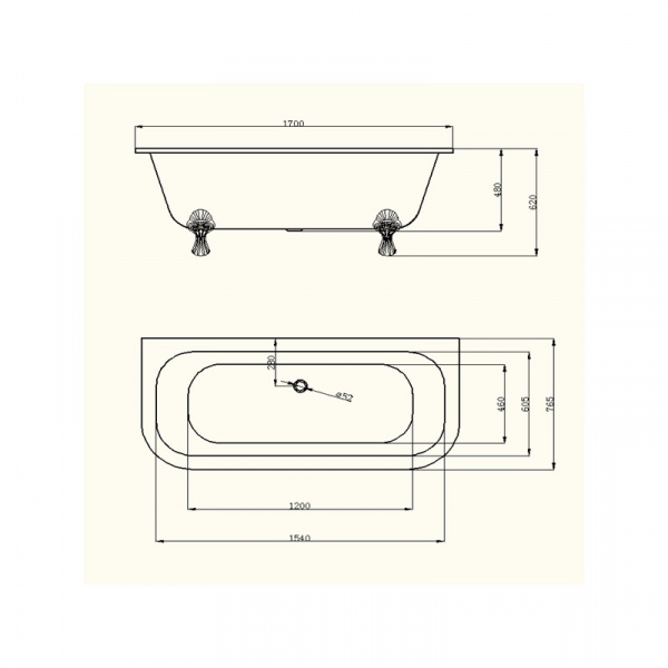 Чугунная ванна Magliezza Elena Cr 170х76 на ножках фото