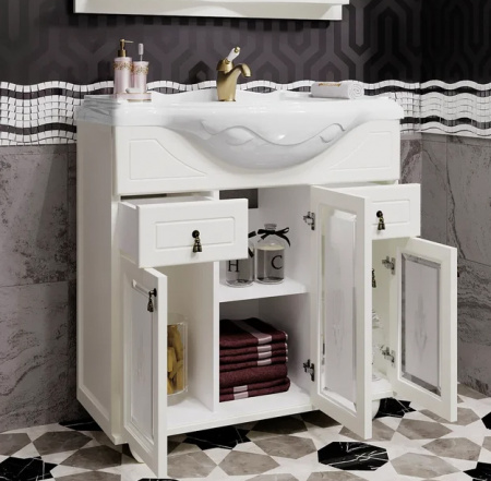 Мебель для ванной Opadiris Тибет 85 слоновая кость/с художественным стеклом фото