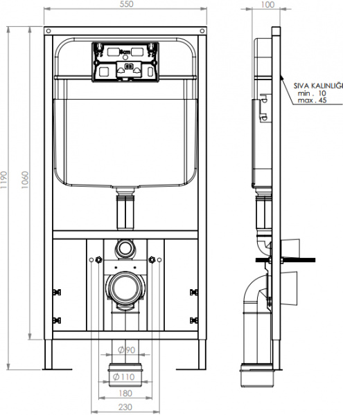Комплект подвесной унитаз с инсталляцией SantiLine SL-5005+SL-01 фото