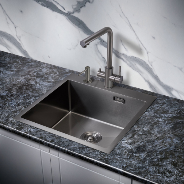 Мойка для кухни из нержавеющей стали Milacio Denia 51 MC.77489 51x51 вороненая сталь фото