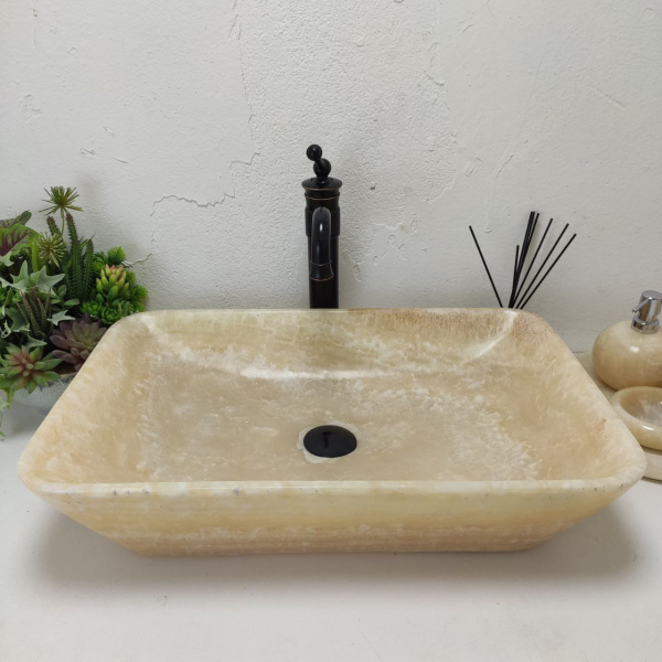 Накладная раковина из оникса Scuare Big Yellow SO-01539 (60*40*14) фото